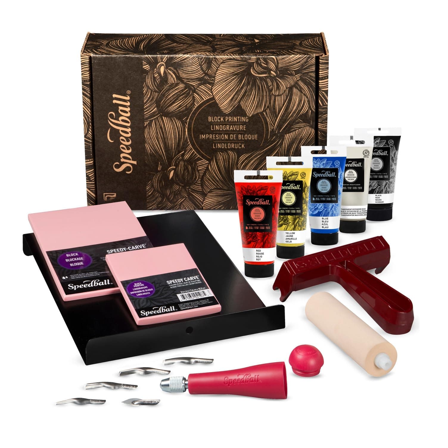 Deluxe Block Printing Fabric Kit, Includes All Tools To Get Started With Block Printing Lino Cutting, Super Kit