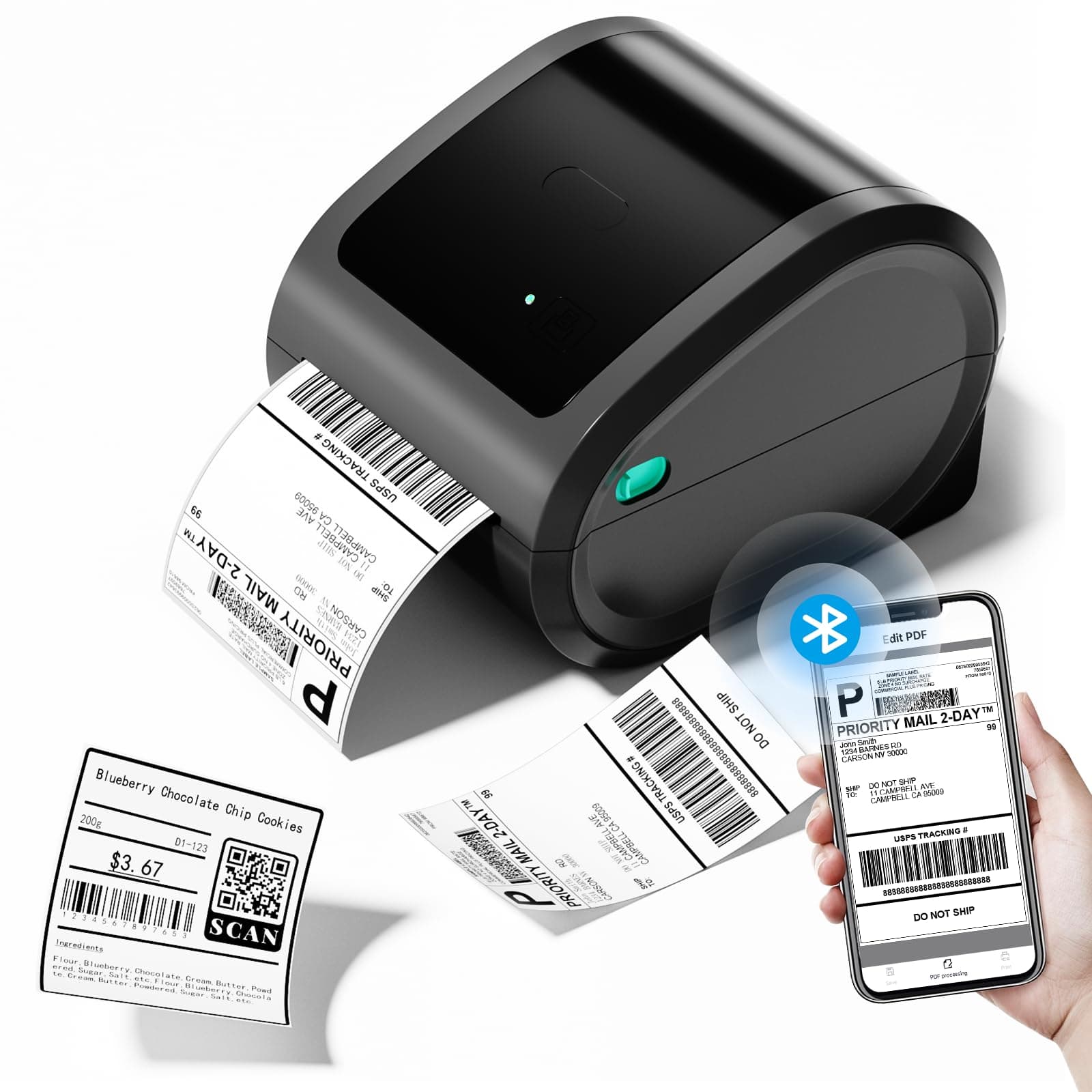COLORWINGThermal Shipping Label Printer,D520 Bluetooth Thermal Label Printer for Small Business 4x6, Wireless Label Printer with A Label Bin Compatible with USPS,Amazon,Ebay,Etsy,Etc