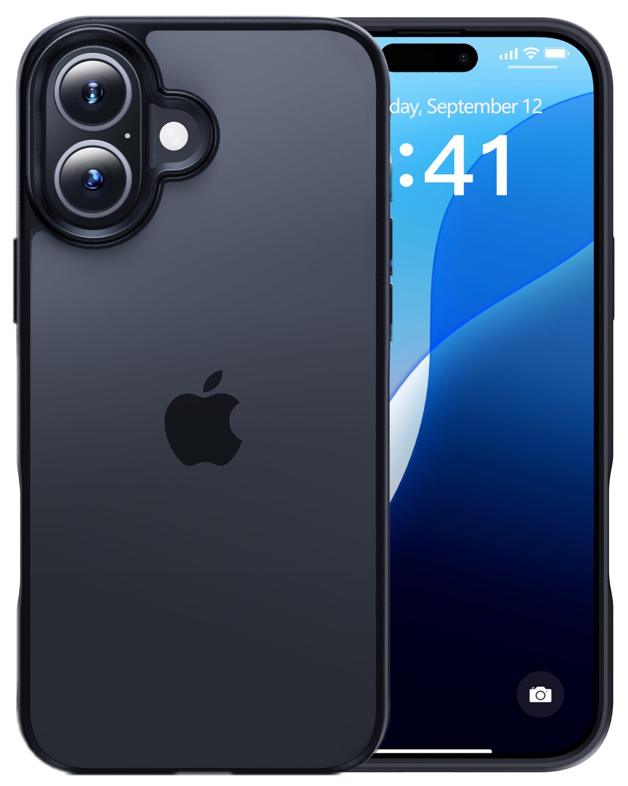 CASEKOO Armor Shockproof Designed for iPhone 16 Case [12FT Military Grade Protection] Matte Finish Protective Phone Case Anti-Fingerprint Thin Slim Hard Cover for iPhone 16 - Black