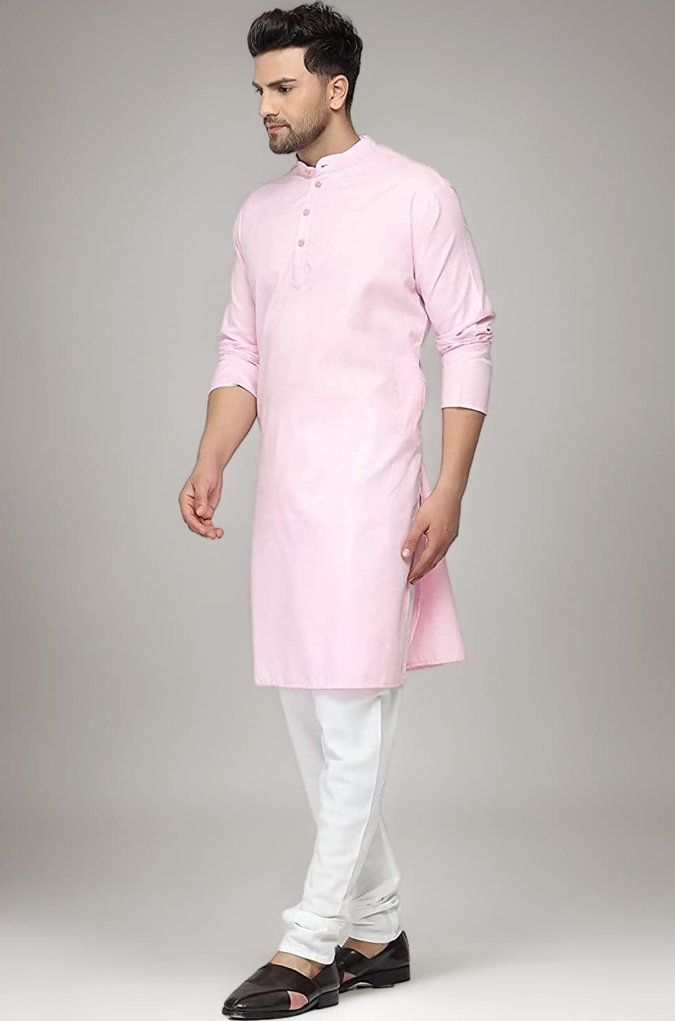 Multi Colored Cotton Plain Men's Ethnic Kurta Only