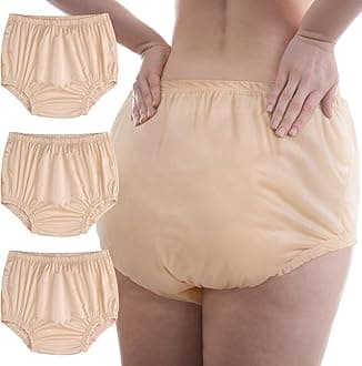 3 Pcs Cloth Diaper Covers for Adult Incontinence Underwear Cover Noiseless Leak-Protection Rubber Pant Washable Reusable Plastic Diaper Cover for Disabled Elderly Postpartum(Beige,XXL)