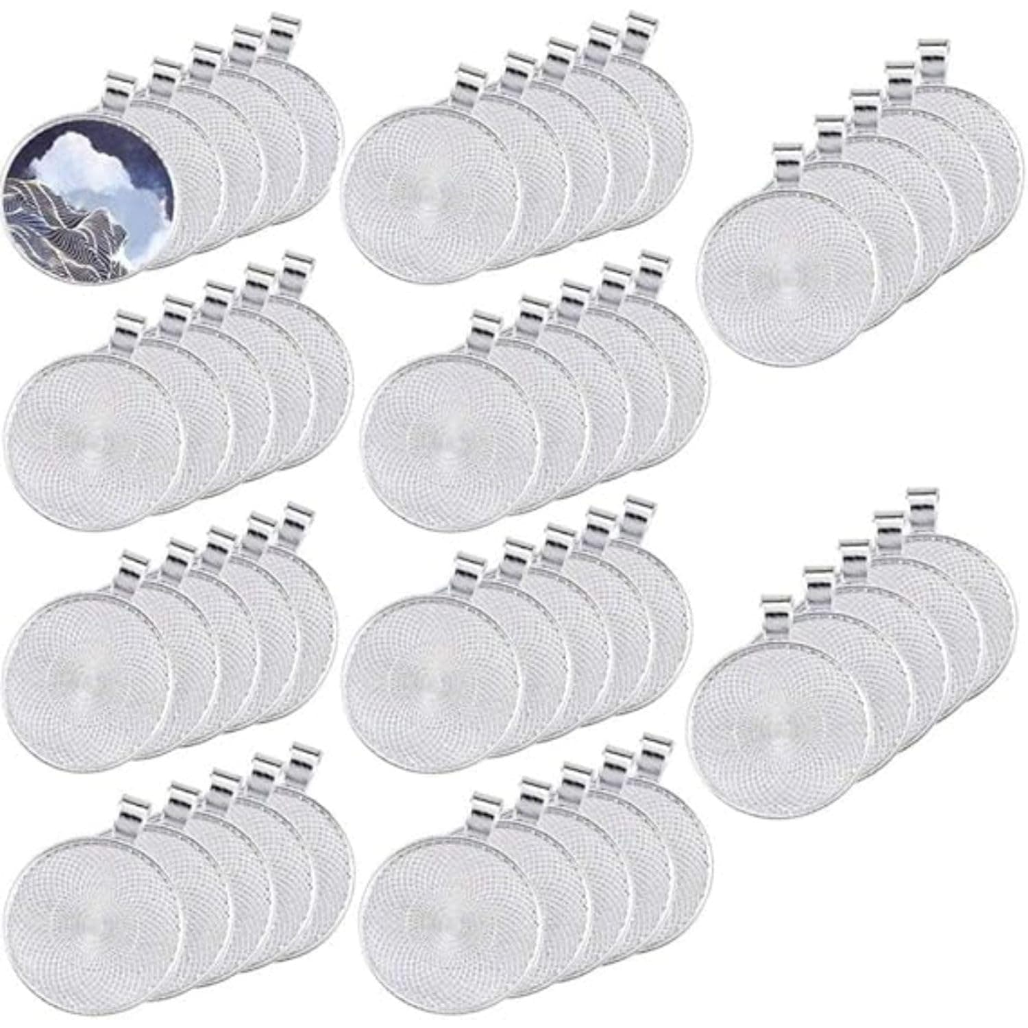 TSKDKIT 50 Pcs Silver Pendant Trays 25mm Round Bezel Pendant Trays for Jewelry Making, Anti-oxidation Silver Blank Pendants for Craft DIY