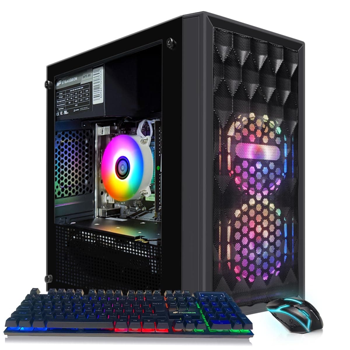 STGAubron Gaming PC Computer Desktop, Radeon RX 590 8G, Intel Core I7 8th up to 4.1GHz, 16G DDR4, 512G SSD, WiFi 6 & BT 5.2, RGB Fan x2, Windows 11 Home