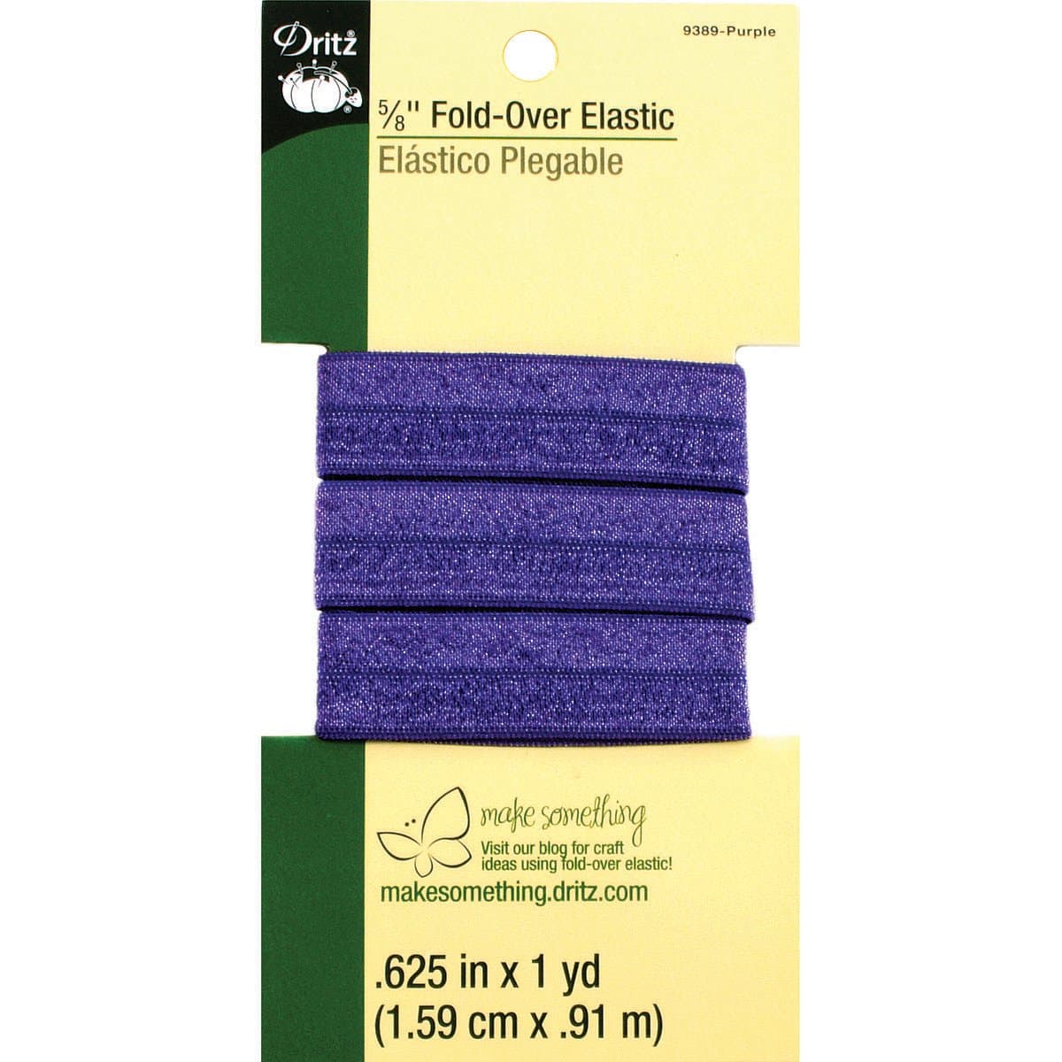 Dritz 9389 Fold-Over Woven Elastic, 5/8-Inch by 1-Yard, Purple