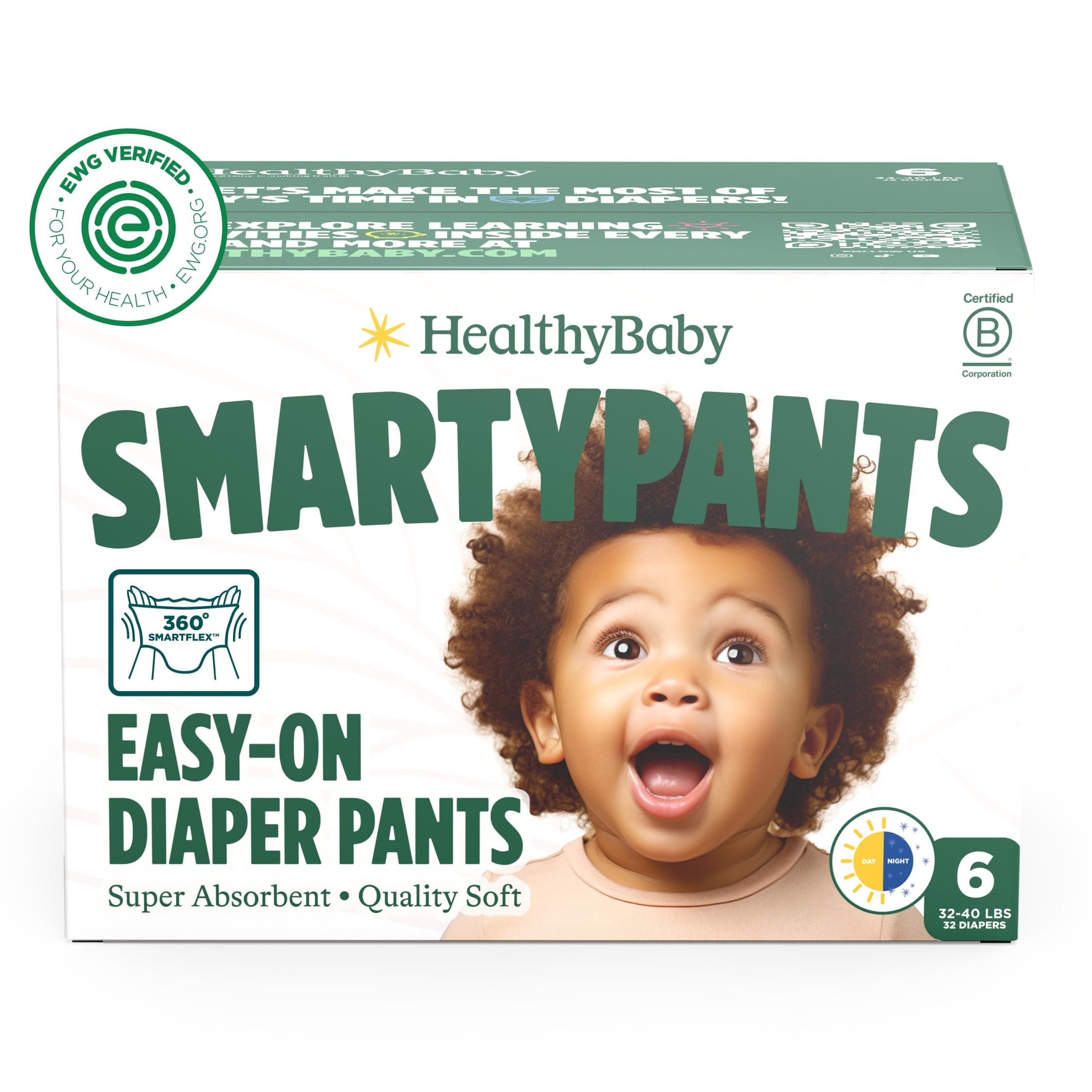 Size 6 Pull Up Style Training Pants (32 Count) – Easy Pull-On & Tear-Away Design for Potty Training – Leak Protection for Active Toddlers – EWG-Verified Safe, Plant-Based