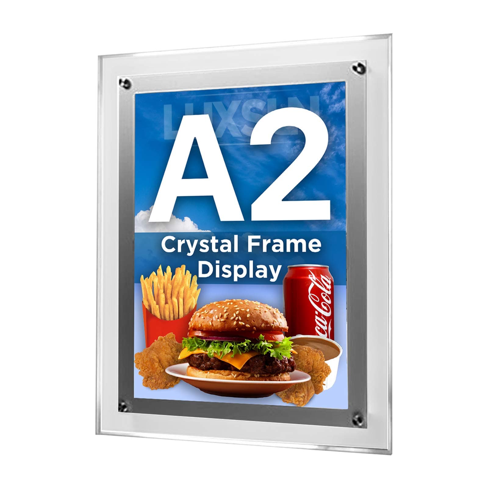 A2 LED Illuminated Crystal Frame Poster Display Premium Restaurant Menu Board