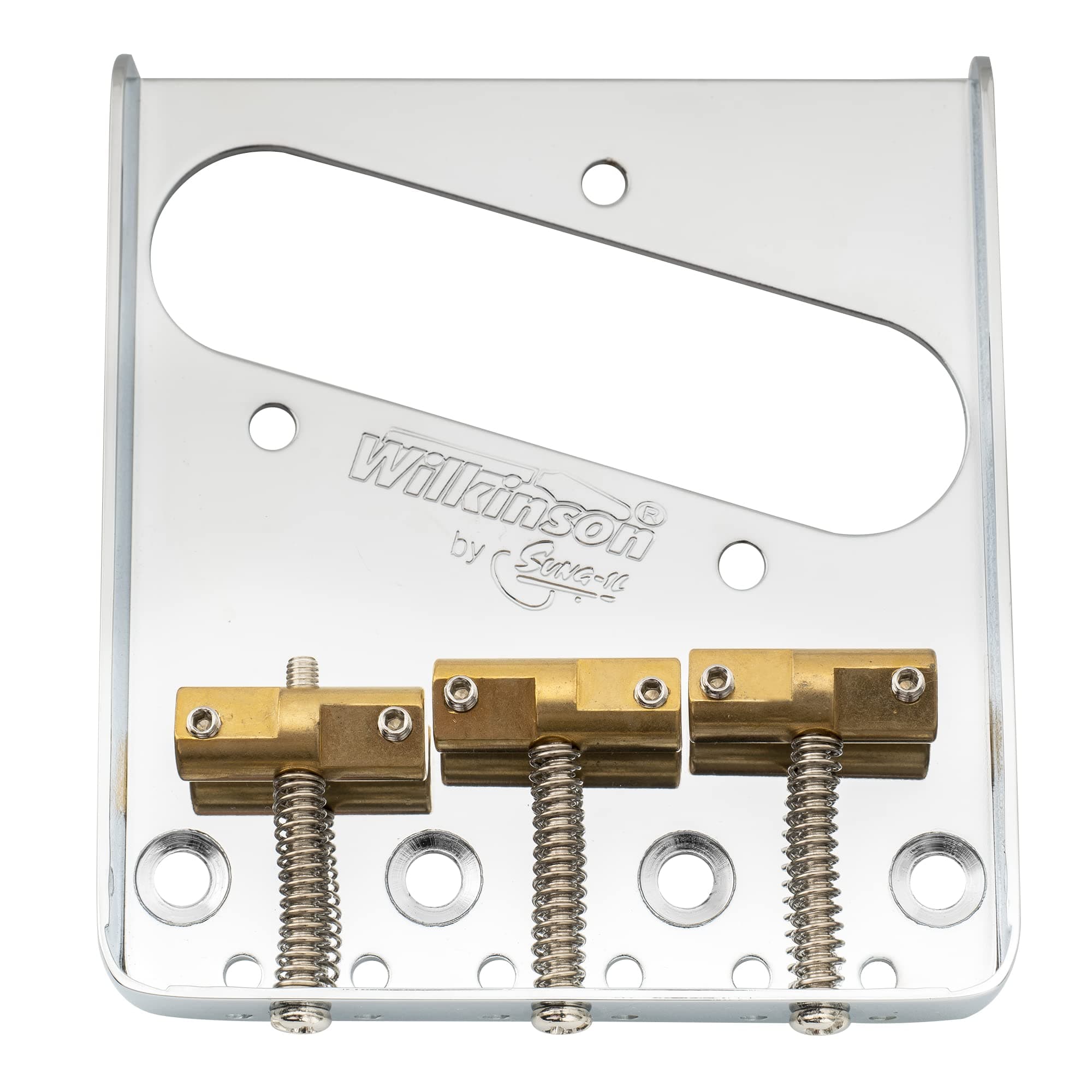 Wilkinson WTB Brass Compensated 3-Saddle Guitar Telecaster Bridge Assembly for Fender Tele Style Electric Guitar Replacement Parts, Chrome