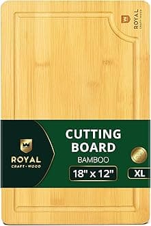 UPYOG Organic Bamboo Cutting Board with Juice Groove, Best Kitchen Chopping Board for Meat (Butcher Block), Cheese and Vegetables | Extra Large & Thick | Antibacterial Heavy Duty w/Handles