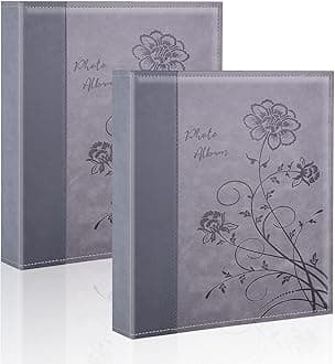 Miaikoe Photo Album 8x10 2 Packs Clear Pages Pockets Leathe Cover Slip Slide in Photo Album Each Holds 50 Vertical 8x10 Photos Picture Book for Wedding Family (Grey)