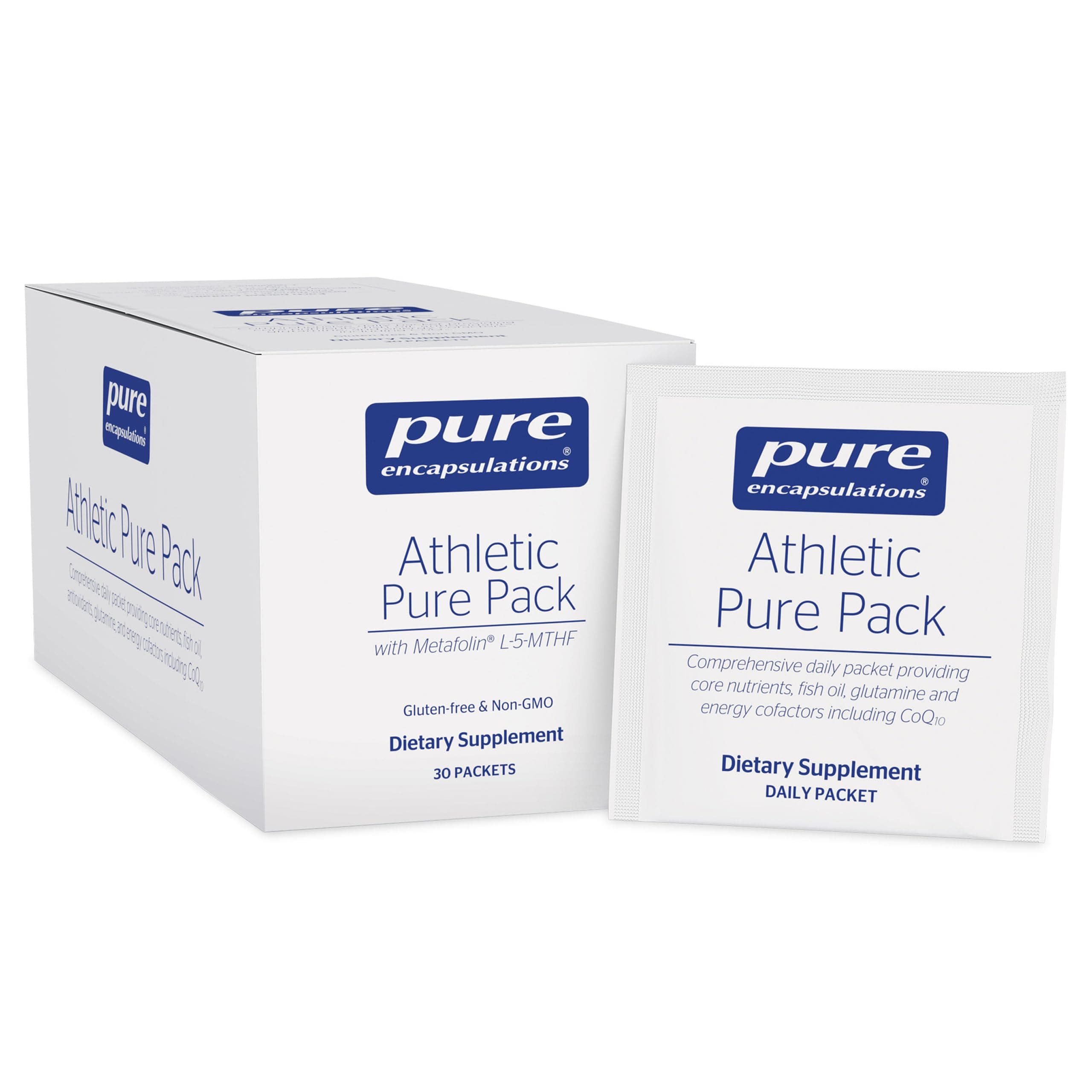 Athletic Pure Pack | Comprehensive Daily Packet Providing Core Nutrients, Fish Oil, Antioxidants, Glutamine, and Energy Cofactors Including CoQ10 and Kre-Alkalyn | 30 Packets