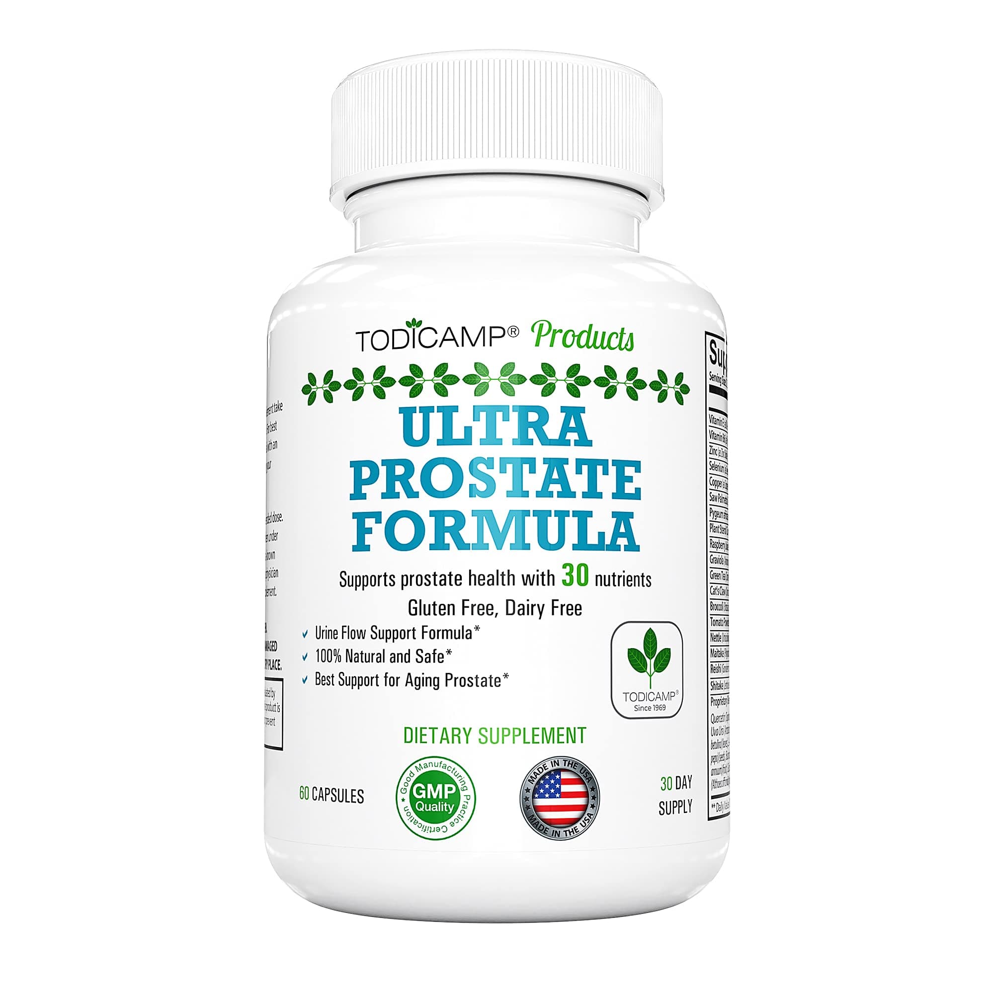 TODICAMP Prostate Support Supplement - Advanced Prostate Formula for Enlarged Prostate with Saw Palmetto Extract and Many More - Bladder Control - Urinary Pain Relief - 30 Day Supply