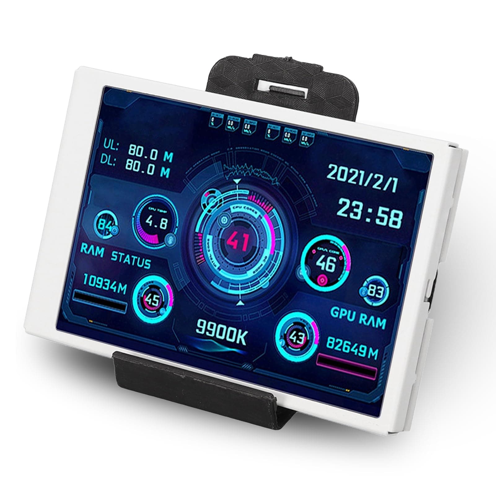 3.5in CPU Temp Monitor - Hardware Temperature Display with Customized Layout, USB Connect, Full View for PC CPU Hard Disk Data Monitor