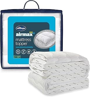 Silentnight Airmax 1000 Single Mattress Topper - Extra Thick Deep Fitted Mattress Enhancer with 10cm Thick Cushioning, Mesh Sides to Increase Airflow and Elasticated Straps - Single - 190x90cm