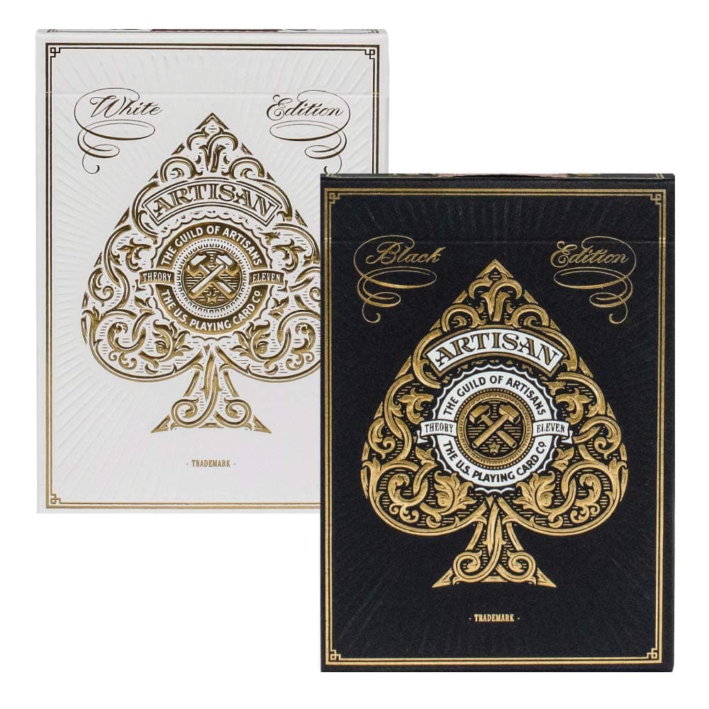 Artisan Playing Cards 2 Pack Decks | White Deck and Black Deck | by Theory11 | with Embossed Tuck Boxes