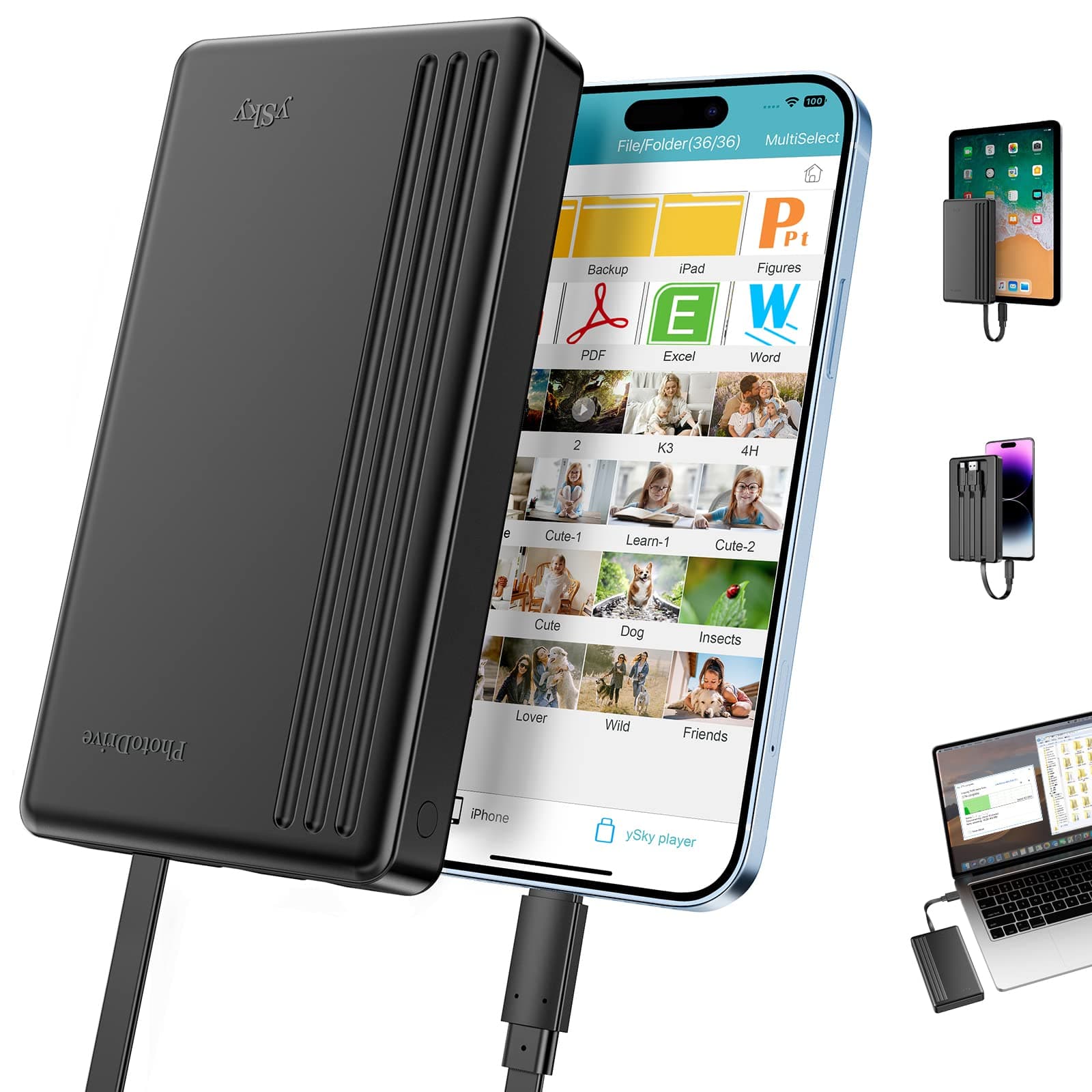 2TB External Hard Drive for iPhone & iPad,MacBook,Windows Computer,USB C Android Phones:Photo Stick USB Flash Drive for iPhone 17/16/ 15/14/13/12 to Backup Photo| Video | Music| File(MFi Certified)