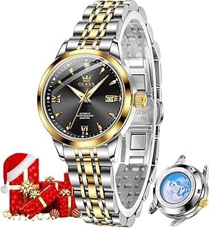 - Womens Automatic Watch Gold Luxury Diamond Self Winding Ladies Wrist Watches Waterproof Luminous Date