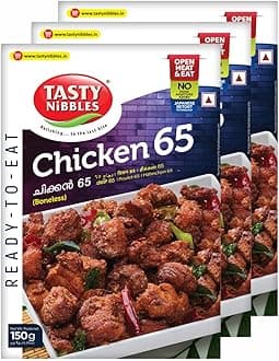 Ready to Eat Chicken 65 | Kerala Special | Open Heat & Eat | Non-Vegetarian | No Added Preservatives | Japanese Retort Technology 150GM Pouch (Pack of 3)