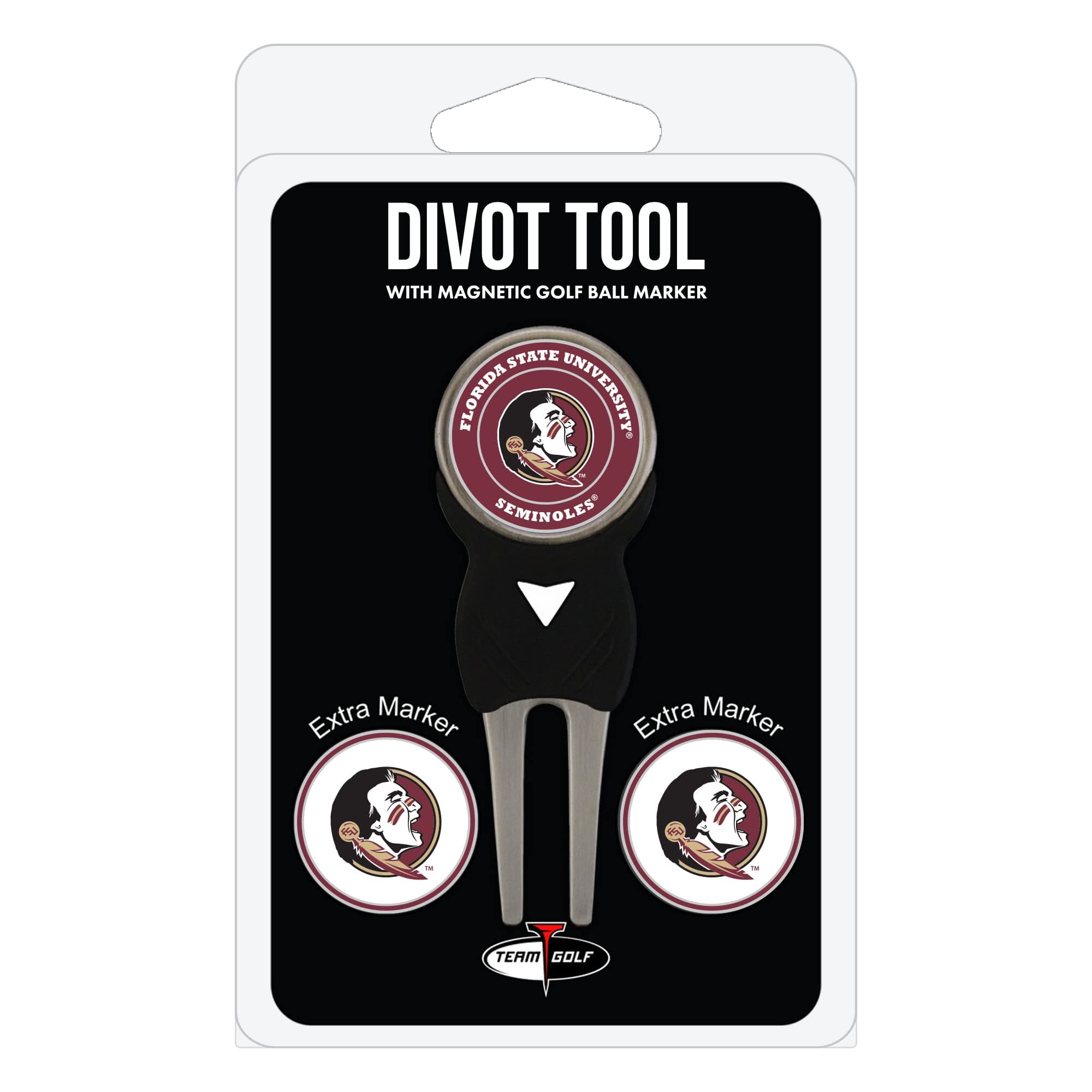 Team GolfNCAA Divot Tool with 3 Golf Ball Markers Pack, Markers are Removable Magnetic Double-Sided Enamel