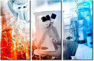 Chemical Equations Laboratory Research Concept Canvas Wall Art Clinical Laboratory Wall Art for Living Room 3 Panels Wall Pictures Giclee Print Gallery Packaging Artwork Ready to Hang (42"Wx28"H)