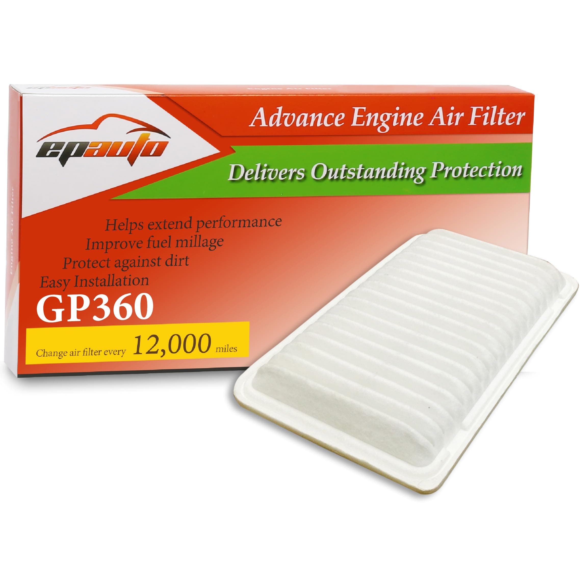EPAuto GP360 (CA9360) Engine Air Filter Replacement for Toyota Camry (2002-2006), Highlander (2001-2013), Sienna, Solara, Lexus RX330/ES330 (2004-2006), RX350 (2007-2009), ES300 (2002-2003)