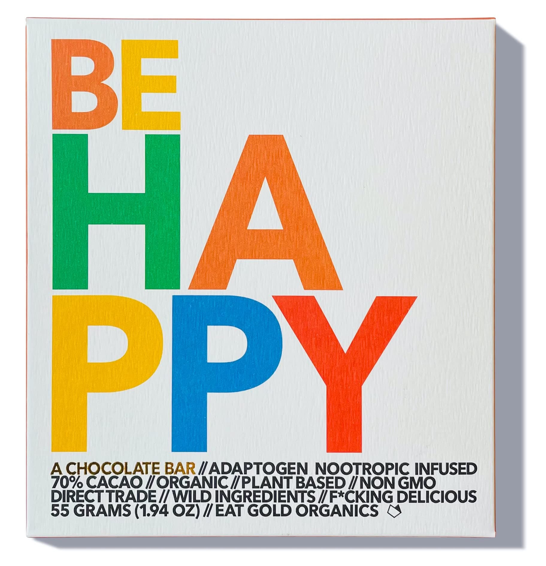 BE HAPPY : Boost your mood with this potent, delicious, functional chocolate bar formulated with premium, organic cacao, powerful adaptogens & nootropics