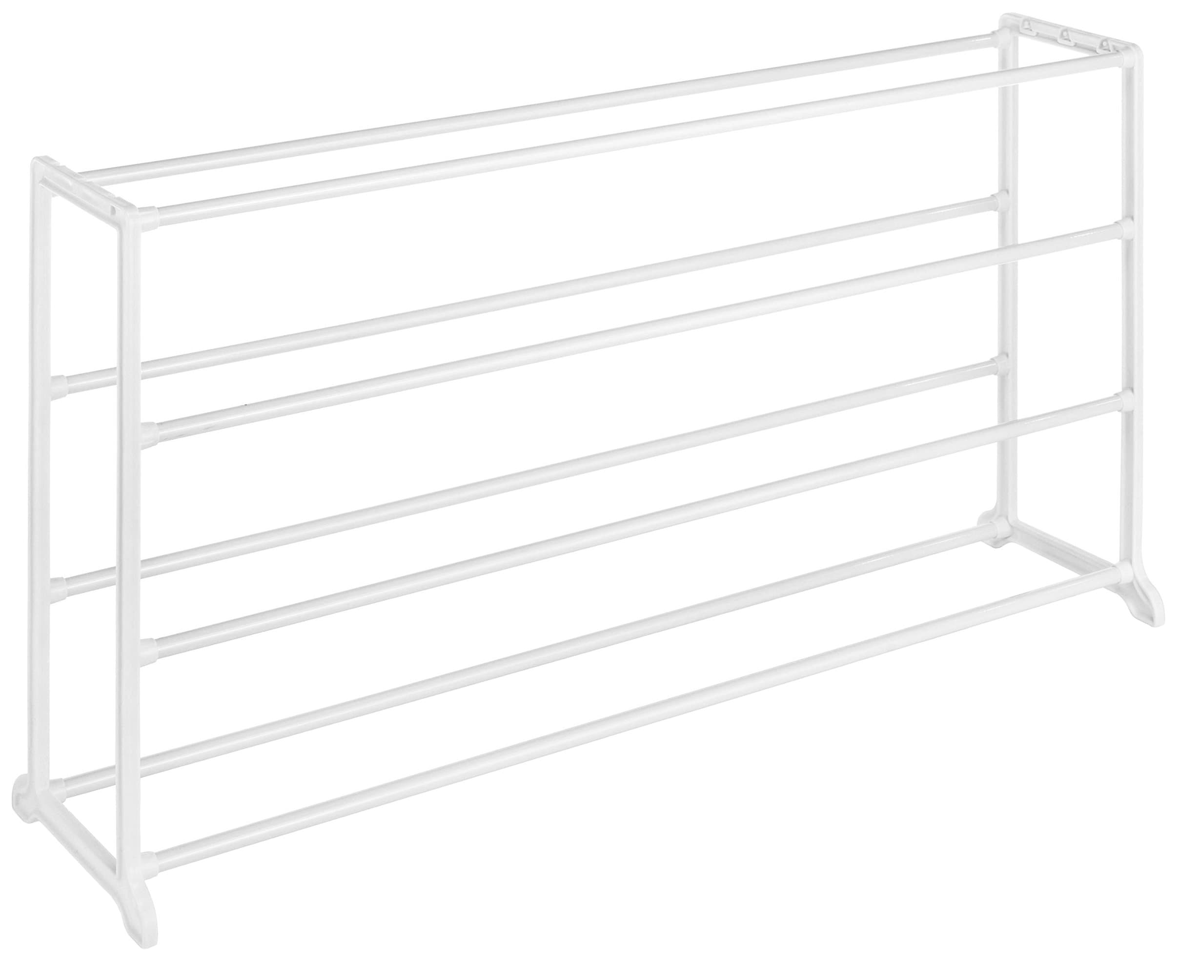 4 Tier 20 Pair Floor Shoe Rack - White