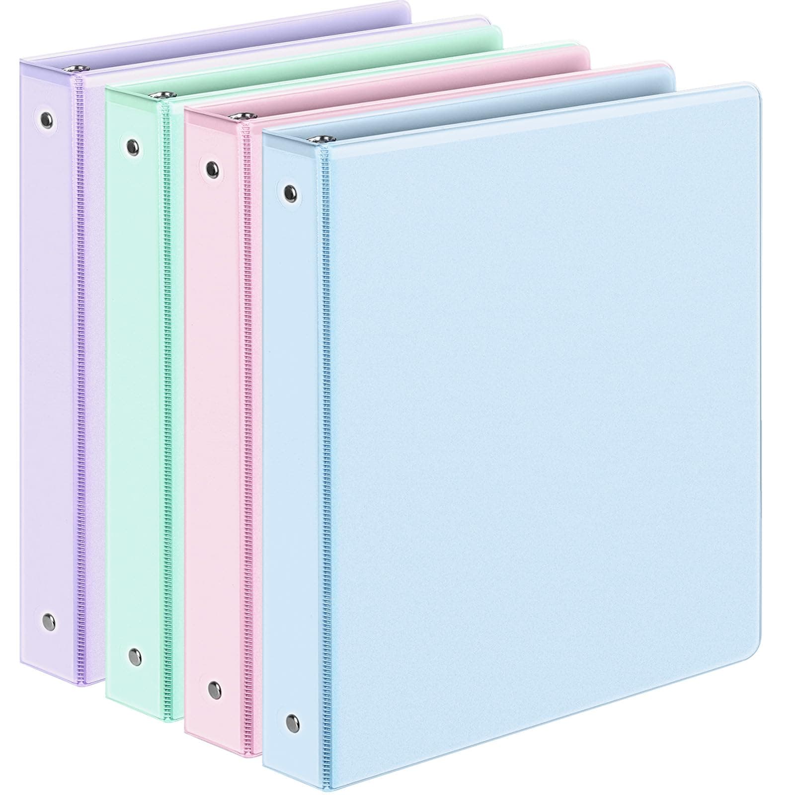 4 Pack Extra Durable 3 Ring Binders 1 Inch, Sooez 1” Three Ring Binder, Eco-Friendly & PVC Free, Customizable Clear View Cover for Letter Size 8.5 x 11'' Paper, Pastels School Office Supplies for Girl