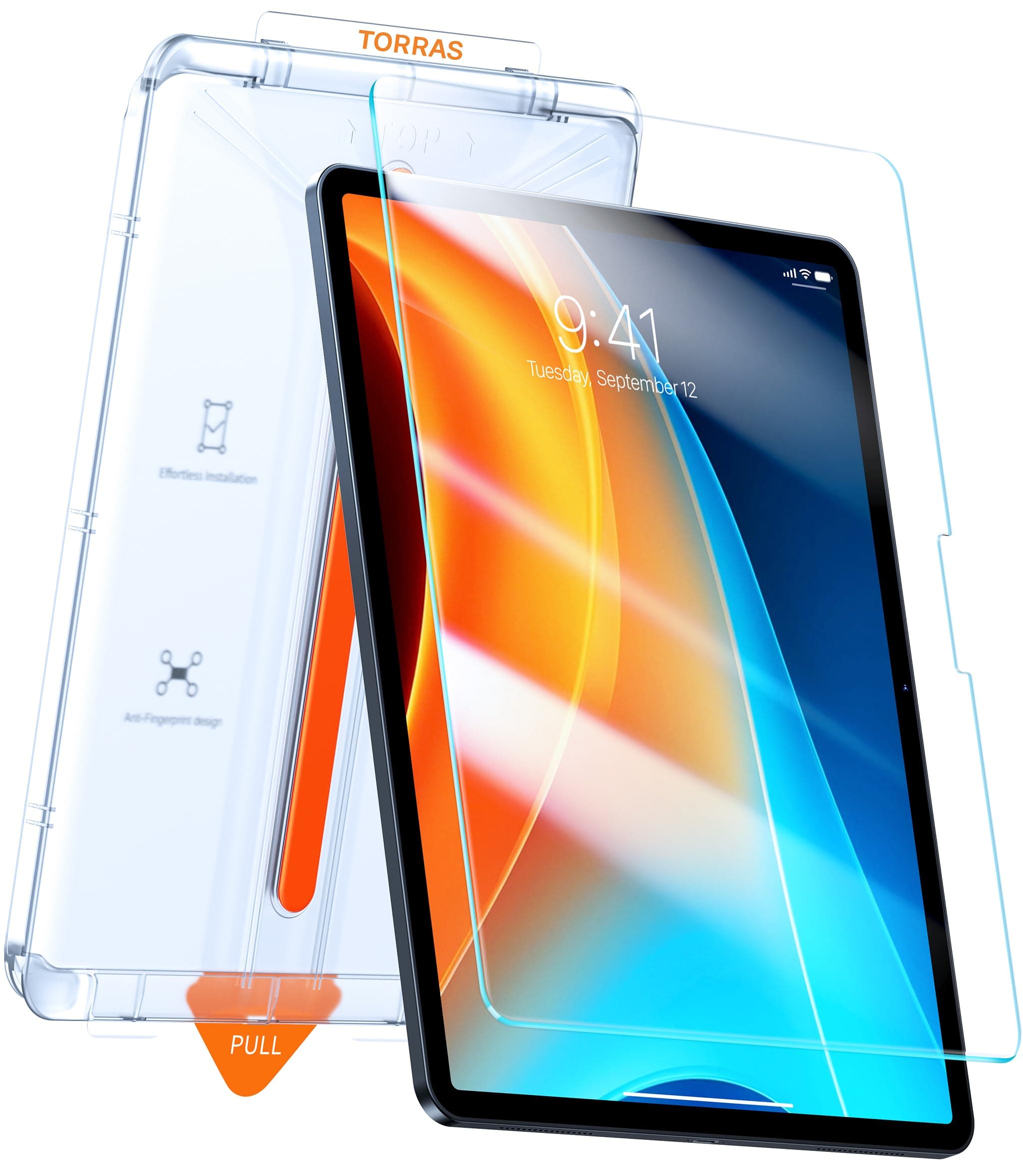 TORRAS for iPad Pro 11 Inch Screen Protector M5 2025/ M4 2024, Military Grade Shatterproof, TOP 9H+ Tempered Glass, One-Pull Installation, Anti-Scratch, Bubble Free, Apple Pencil Compatible, HD Clarity