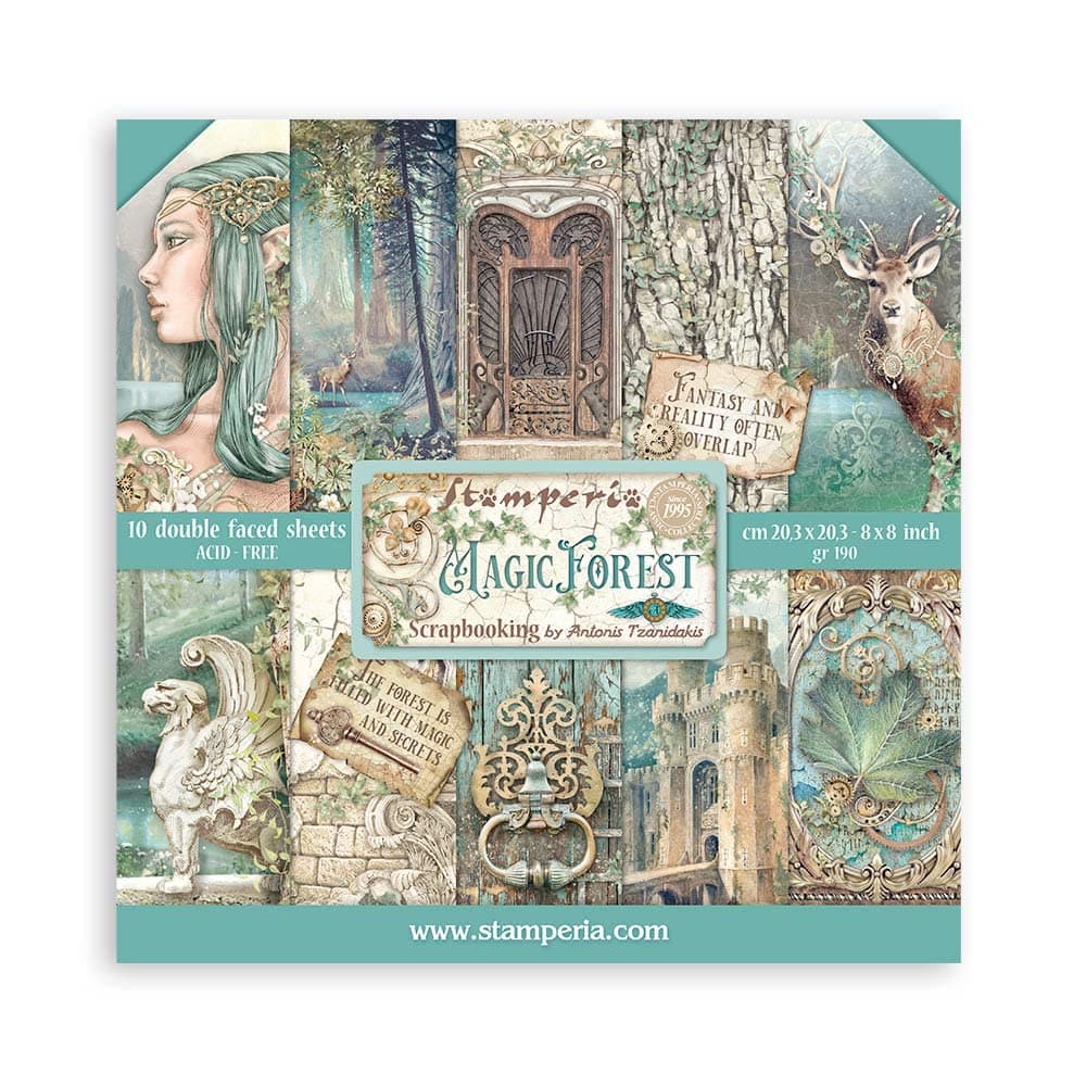 Mini Scrapbooking Pad-Magic Forest, Paper, Multicoloured, 8 x 8 inches