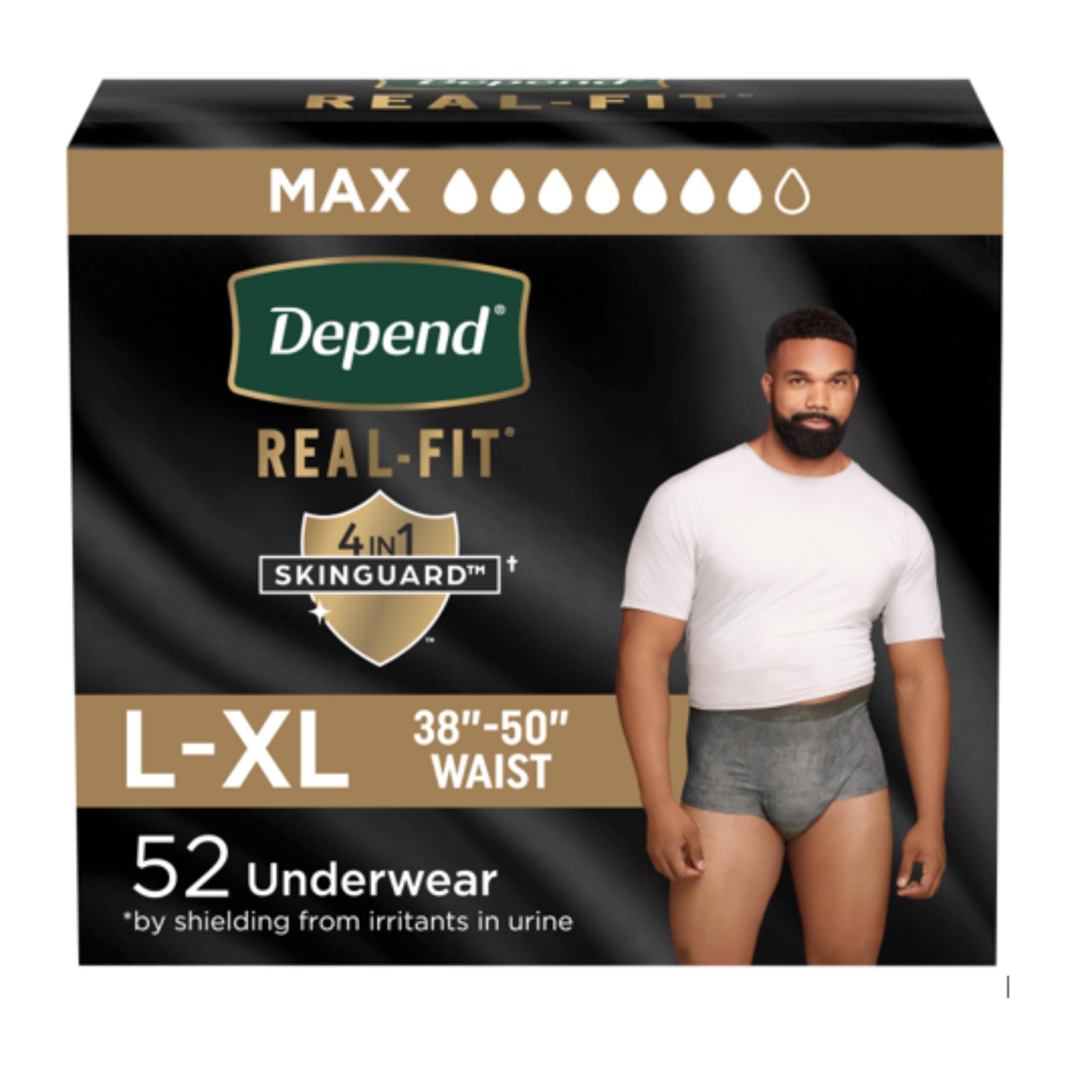 Depend Real Fit Incontinence Briefs for Men, Maximum Absorbency, L/XL, 52 Count by Depend