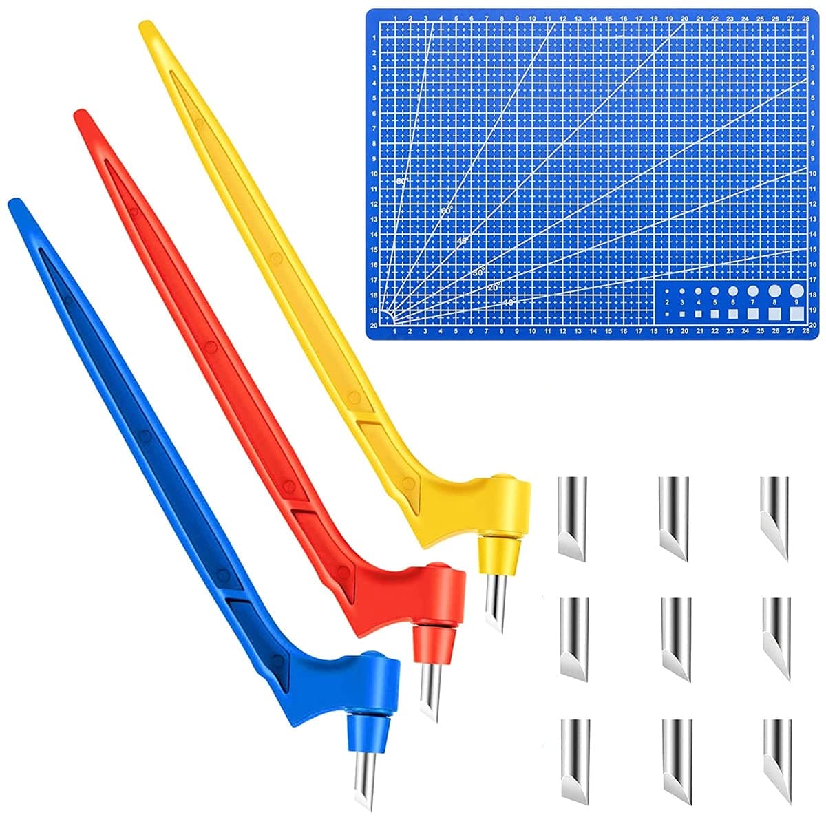 Craft cutting Tools Kit 360 Degree Rotating cutter Tools Art cut Tools with Pen 15/30/45 Degree Blades Mat for DIY Craft Hobby Scrapbook Stencil