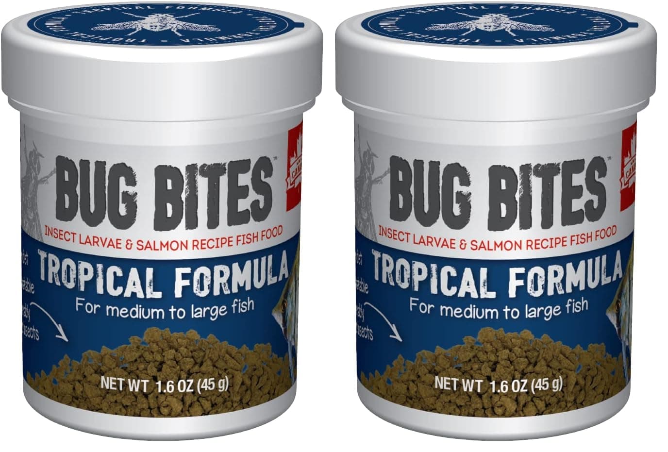 Bug Bites Tropical Fish Food, Large Granules for Medium to Large Sized Fish, 1.59 oz., A6578 (Pack of 2)