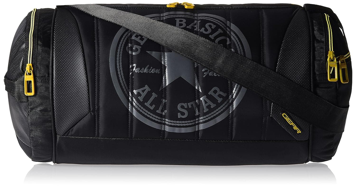 Gear Polyester 23cms Black and Yellow Travel Duffle