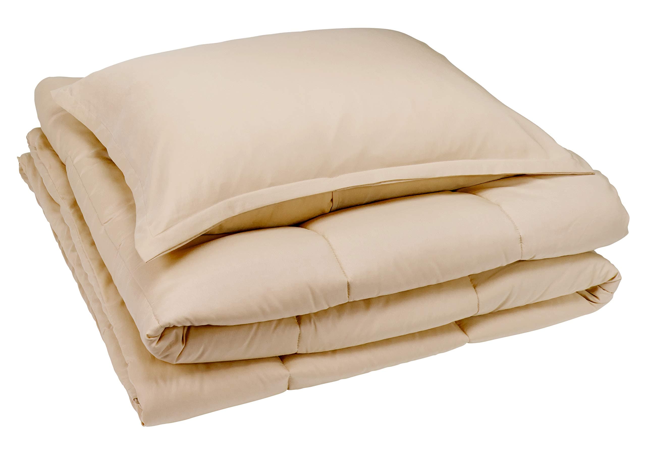 Amazon Basics Comforter Set, Twin / Twin XL, Beige, Microfiber, Ultra-Soft