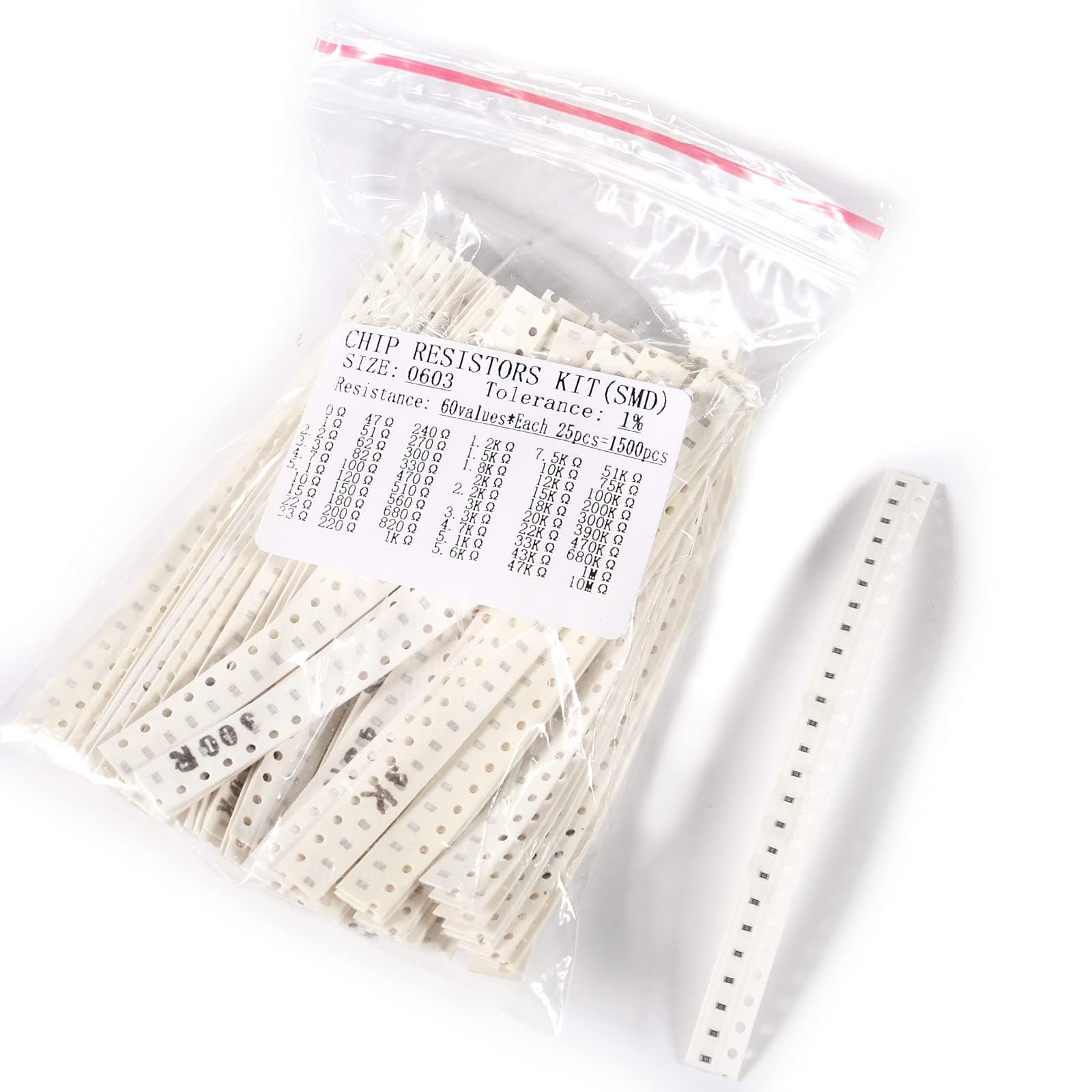 0603 SMD Resistor Kit, 0 Ohm -10M Ohm SMD Chip Resistors Kit for DIY and Experiments (0603 SMD Resistor Kit)