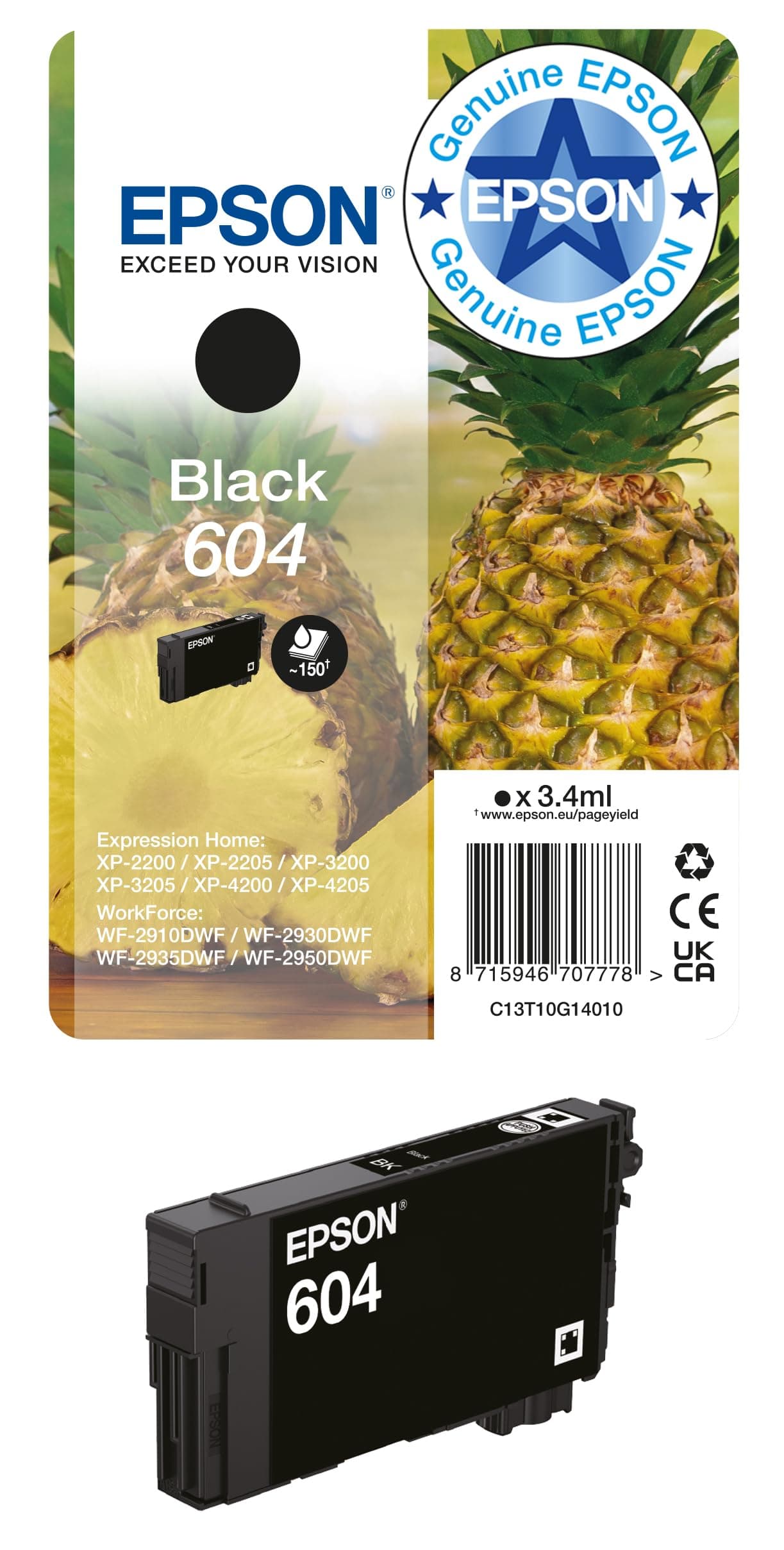 604 Pineapple, Genuine Black Ink Cartridge