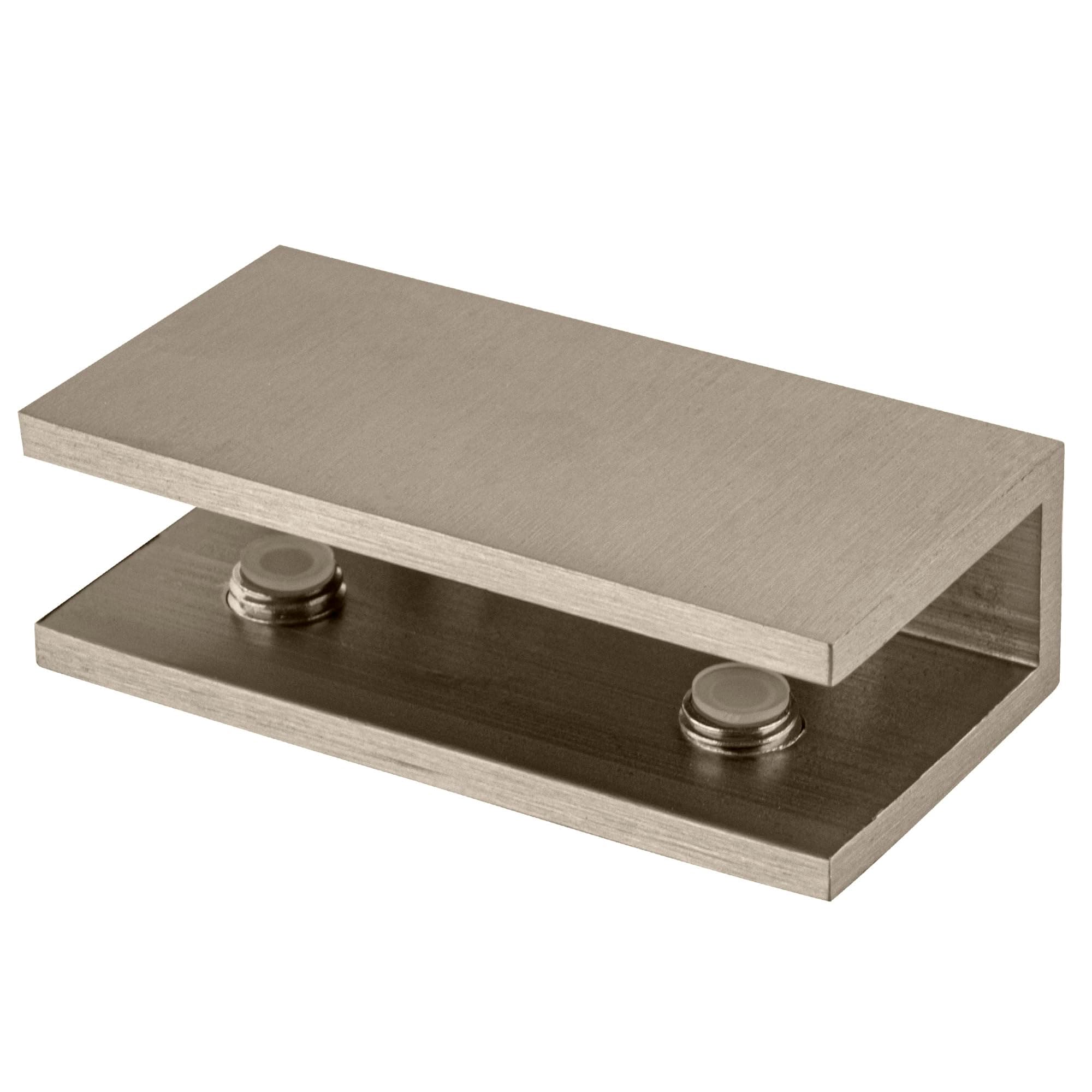 CRL Brushed Nickel No-Drill Fixed Panel Glass Clamp for 3/8" or 5/16" Glass