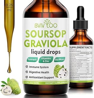 Soursop Graviola Liquid Drops - 2000mg Pure Soursop Extract Blended with 300mg Sea Moss & 100mg Elderberry - Powerful Cell Support, Antioxidant-Rich, Immune-Boosting - 2 Fl Oz (60ml) Bottle