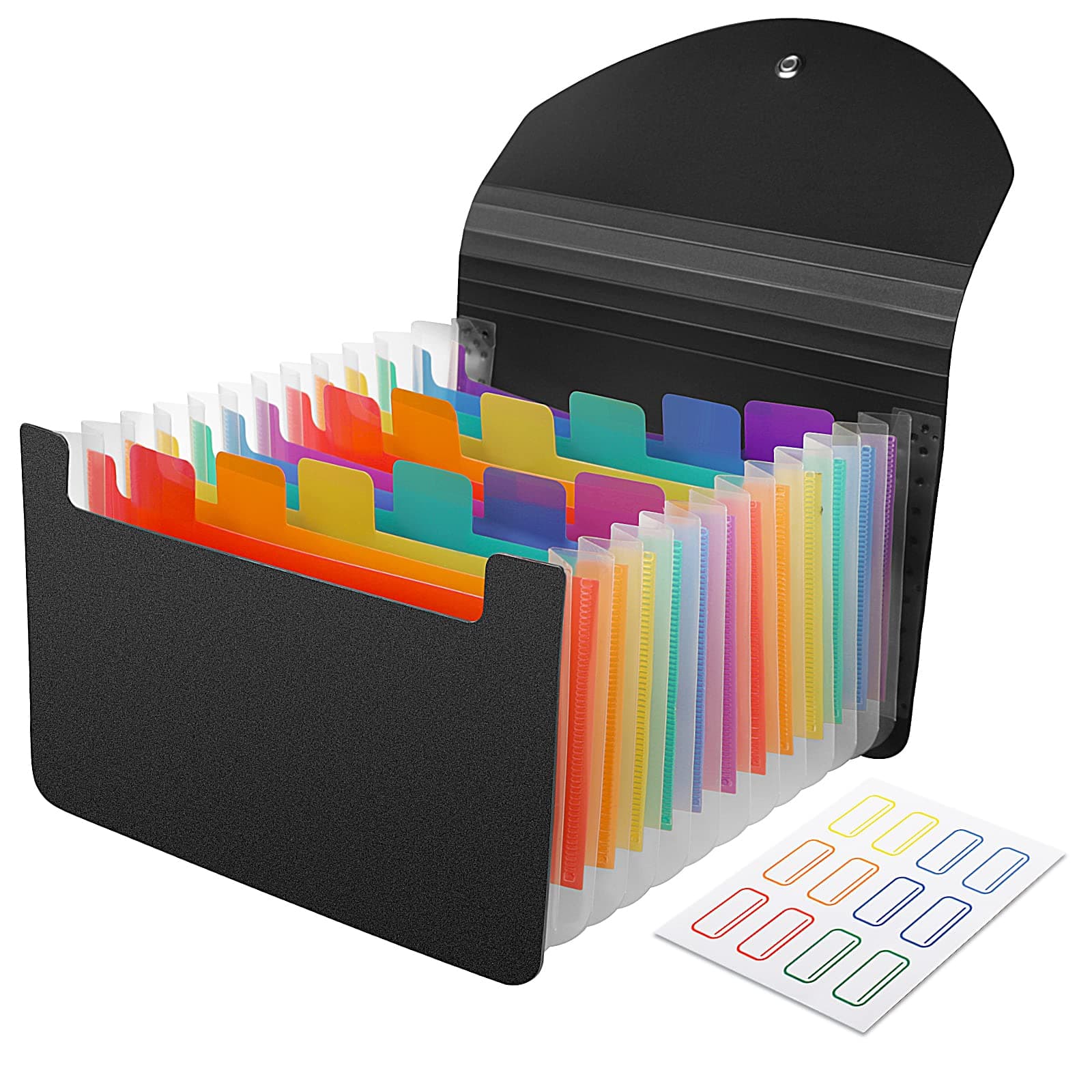 13 Pockets Coupon Receipt Organizer A6 Expanding File Folder, Small Accordian File Organizer for Storage Cards, Receipts, Coupons and Tickets-Black
