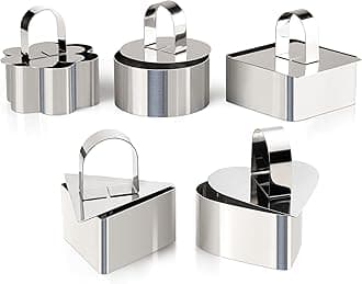 HULISEN Set of 5 Cake Ring Mold, Stainless Steel 3” Dessert Food Molds with Pushers, Food Cooking Rings for Tuna Tartare, Pancake, Rice