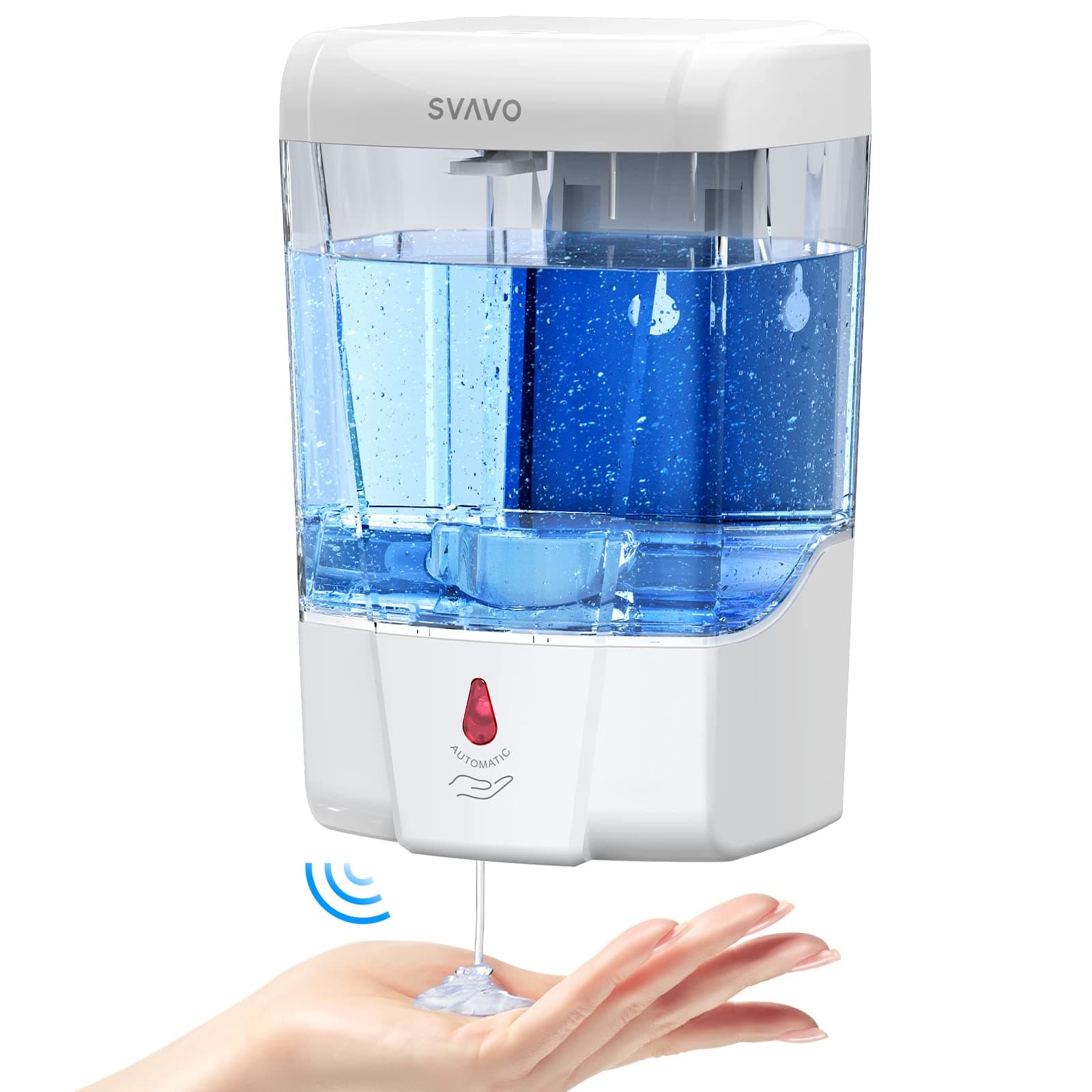SVAVO Automatic Soap Dispenser - Infrared Sensor Liquid Dish Soap Pump for Kitchen, Bathroom, Hotel 21oz/600ml Ultra-Large Capacity, Wall Mounted Saving Space, White