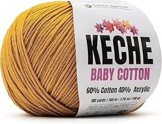 Cotton Yarn, 60% Cotton 40% Acrylic Yarn, Soft Cotton Yarn for Crochet and Knitting, Amigurumi Yarn 1 Skein/Ball 1.76 Oz (50g) / 180 Yrds (165m) - Mustard
