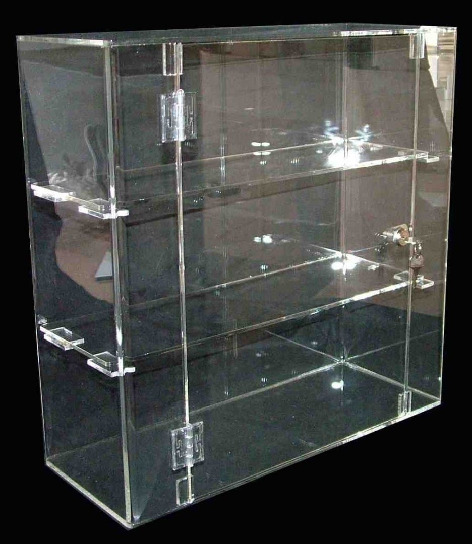 Lockable Display Cabinet, Display Case With Secrurity Lock 500 x 500 x 200mm - Retail Shop Display Acrylic Display Case with Lock and Keys, Countertop Collectibles Showcase Organizer,Comes Assembled