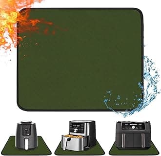 Heat Resistant Mat for Air Fryer, 15 x 18in Countertop Protector, Fireproof Silicone Appliance Slider for Coffee Maker, Toaster, Oven - Green
