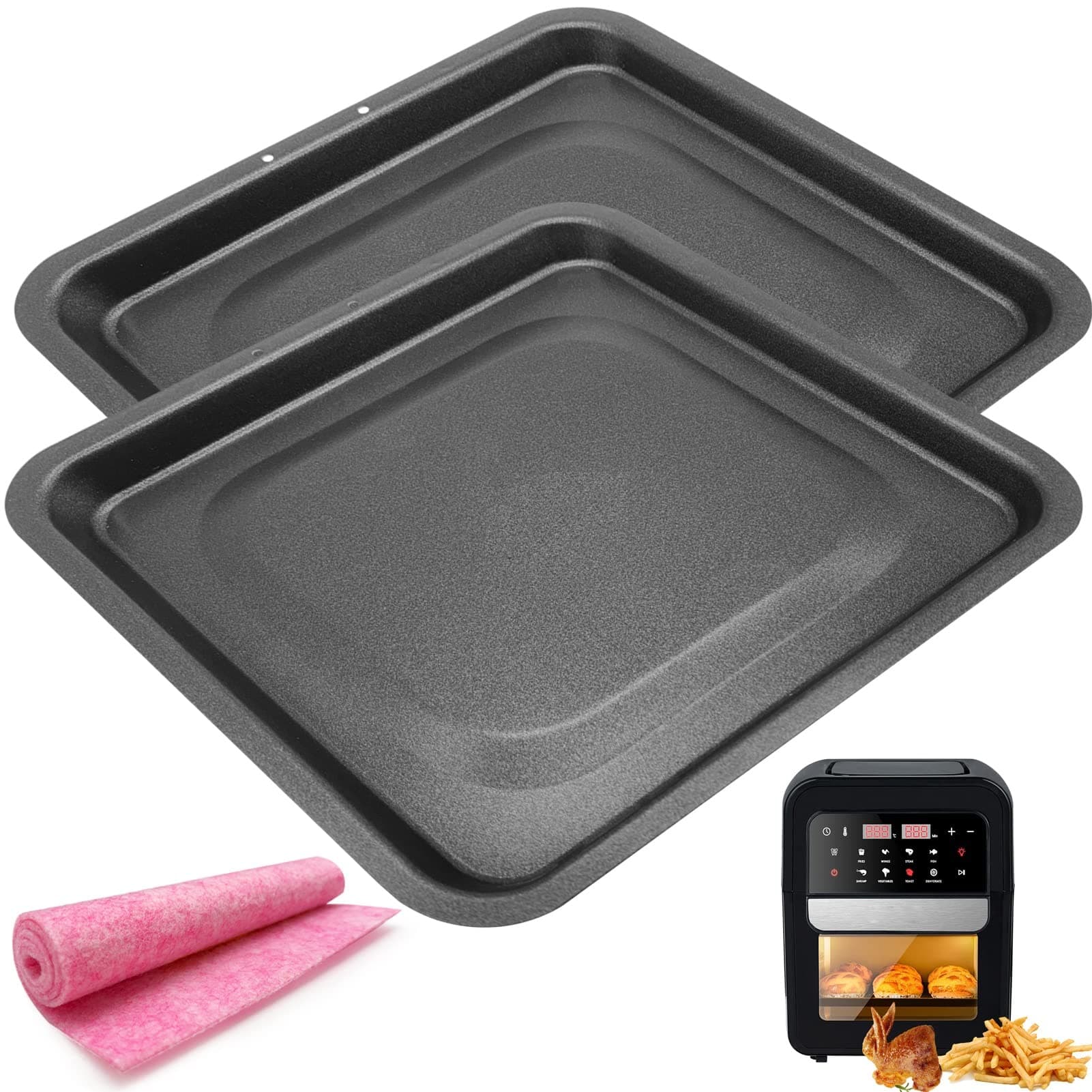 Drip Pan for Instant Vortex Plus Air Fryer, 2 PCS Upgraded Rectangular Nonstick Oil Drip Tray Pan for Instant Vortex Pro Innsky Chefman PowerXL and More Air Fryer, Dishwasher Safe