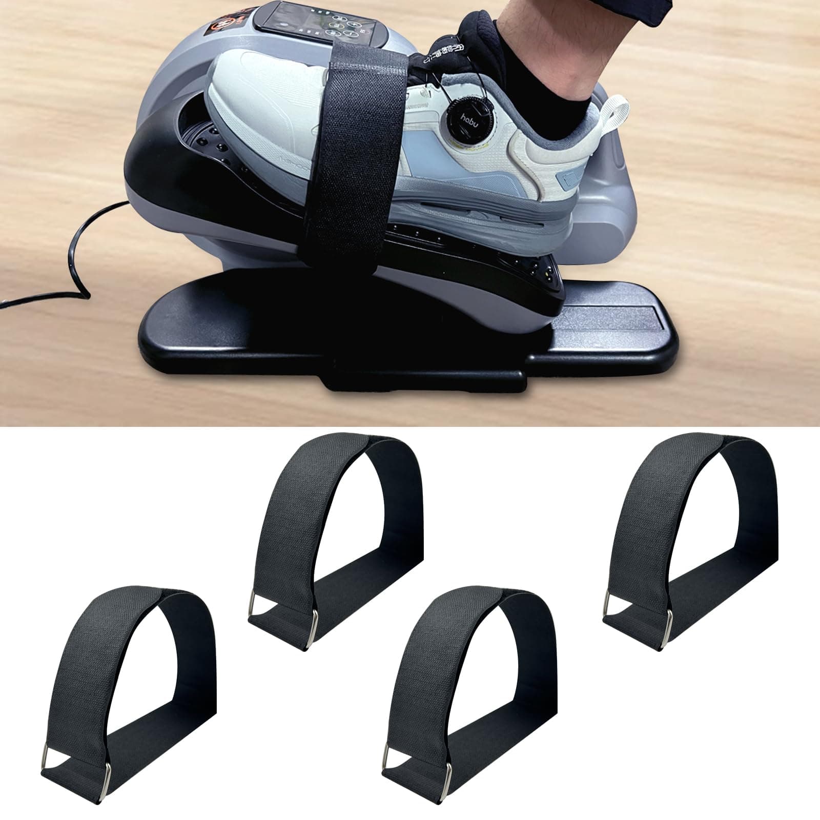 4 Pcs Ellipse Leg Exerciser Machine Pedal Straps, Suitable for Under Desk Elliptical Peddler Foot & Leg Pedal Exercixer for Seniors Fitness Home Sports Accessories