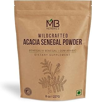 MB Herbals Acacia Gum Powder 227 Gram (8 oz / 1/2 lb) | Wildcrafted Acacia Senegal Powder | Acacia Fiber Powder | Gum Arabic Powder | Plant Based Edible Gum Powder | Origin: Senegal