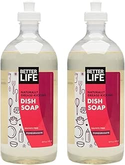 Better Life Dish Soap - Liquid Dishwashing Soap with Vitamin E and Aloe for Home & Kitchen Sink - No Gloves Required Kitchen Soap for Sensitive Skin - 22oz (Pack of 2) Currant and Citrus