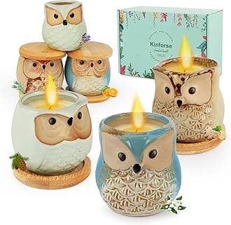 Kinforse Luxury Scented Candle Gift Set for Women - 6-Piece Whimsical Owl-Themed Birthday Gifts for Her, Enchanting Aromatherapy Presents for Women, Thoughtful Anniversary for Best Friend, Mom, Wife