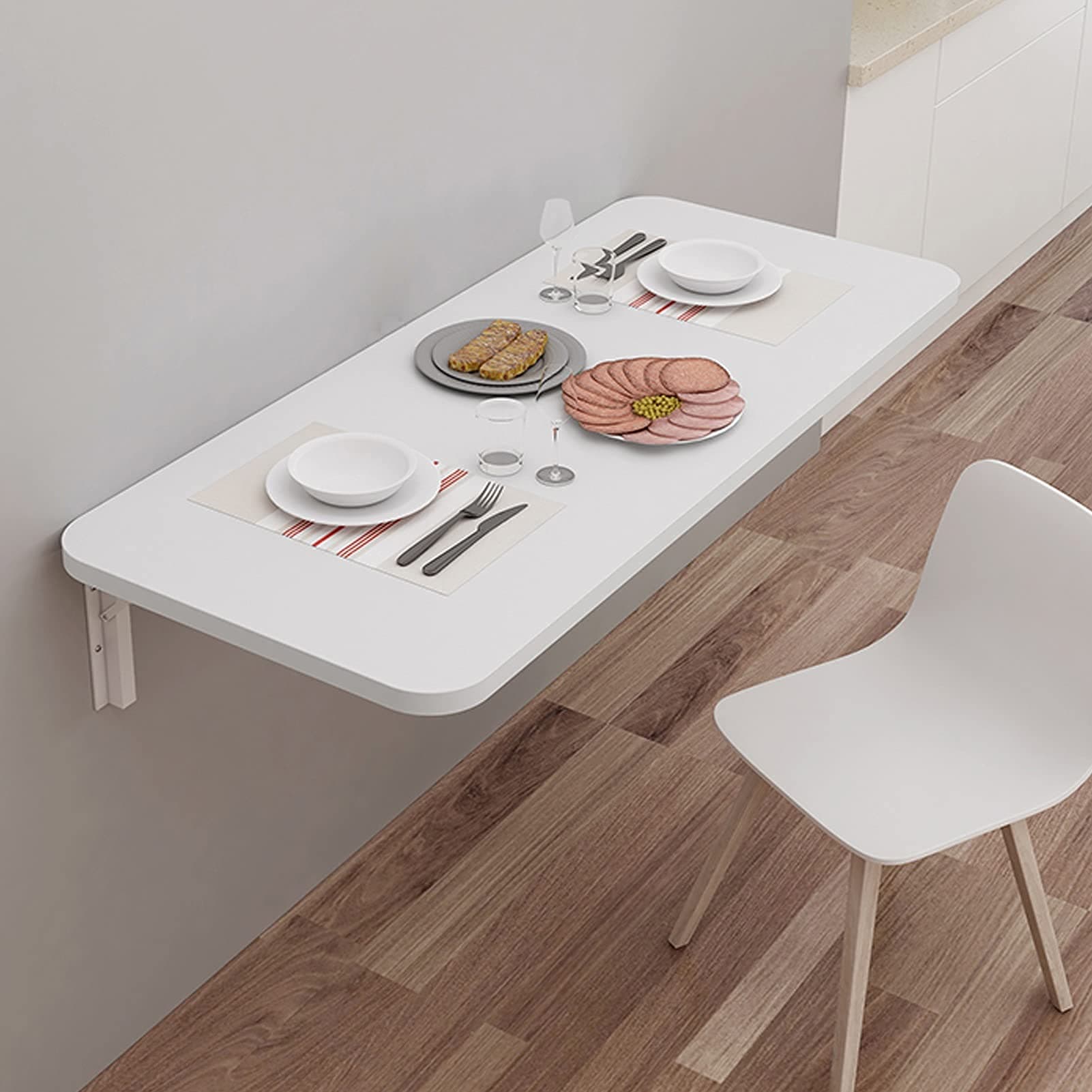 Breakfast Bar Table, Computer Workstations, Folding Wall Mounted Tables Fold-down Wall Table Kitchen Drop Leaf Dining Table Work Table | Small Space Saving Hanging Table, White Interesting life